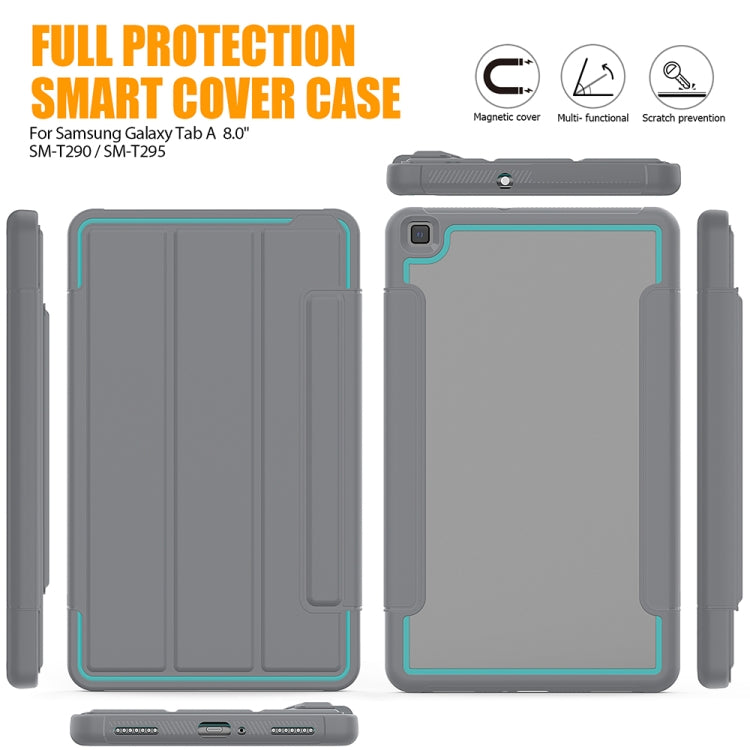 For Samsung Galaxy Tab A 8.0 (2019) T290/T295 Acrylic + TPU Horizontal Flip Smart Leather Case with Three-folding Holder & Pen Slot & Wake-up / Sleep Function