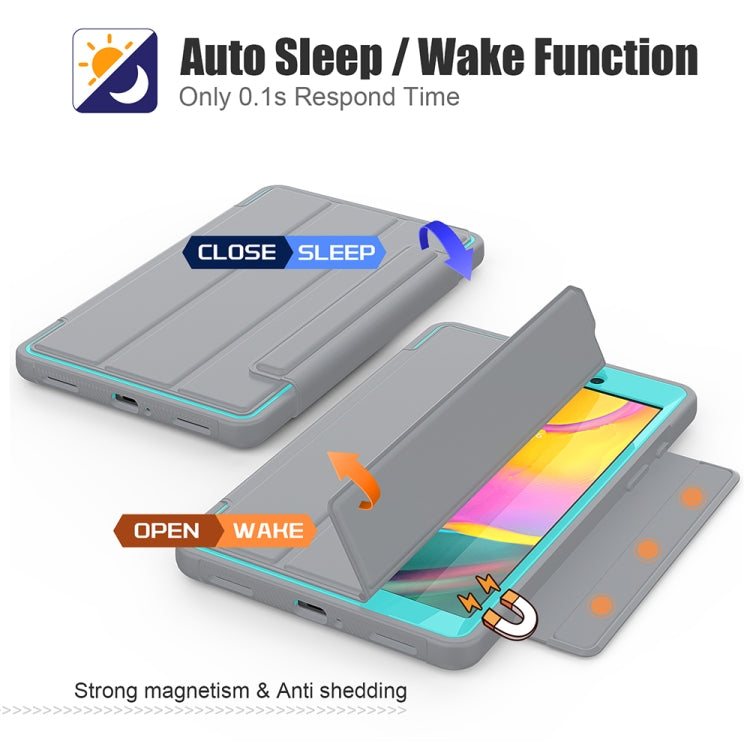 For Samsung Galaxy Tab A 8.0 (2019) T290/T295 Acrylic + TPU Horizontal Flip Smart Leather Case with Three-folding Holder & Pen Slot & Wake-up / Sleep Function