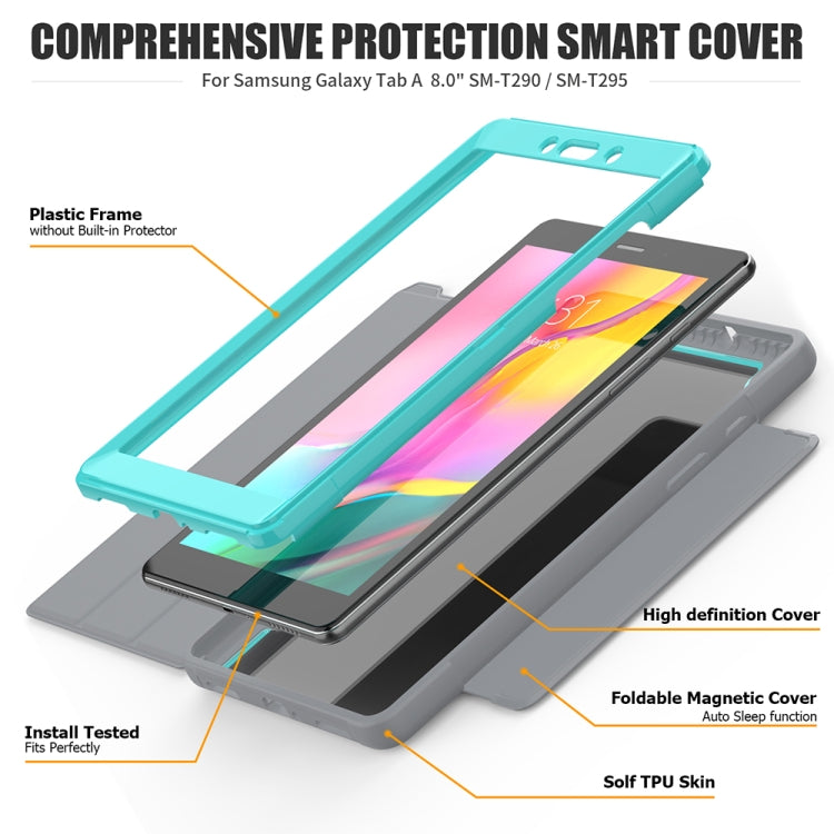 For Samsung Galaxy Tab A 8.0 (2019) T290/T295 Acrylic + TPU Horizontal Flip Smart Leather Case with Three-folding Holder & Pen Slot & Wake-up / Sleep Function
