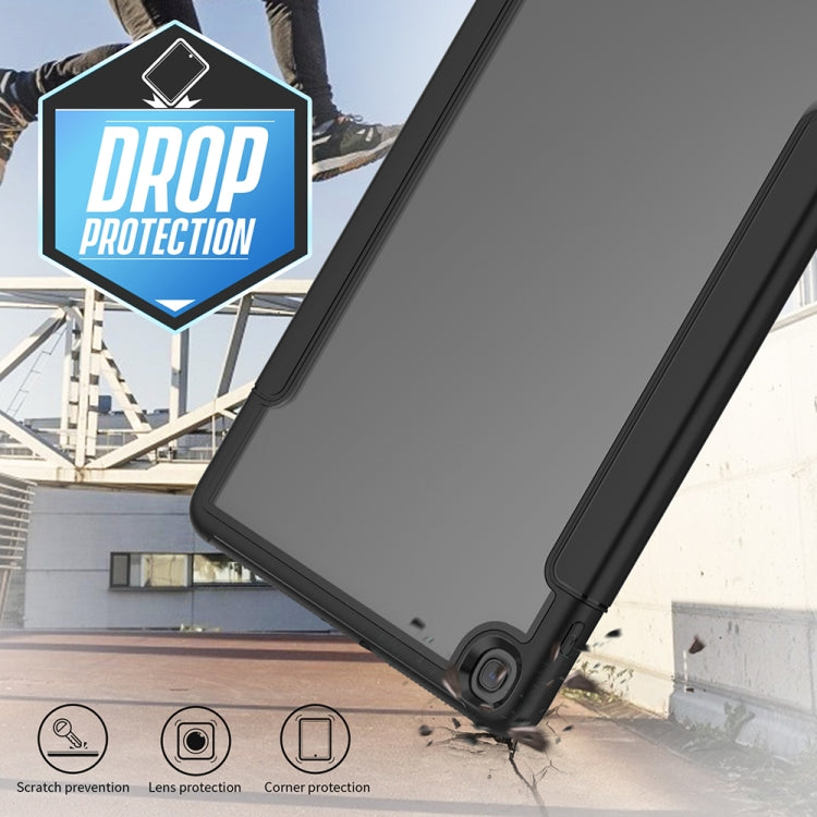 For Samsung Galaxy Tab A 10.1 (2019) T510/T515 Acrylic + TPU Horizontal Flip Smart Leather Case with Three-folding Holder & Pen Slot & Wake-up / Sleep Function