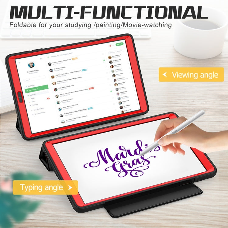 For Samsung Galaxy Tab A 10.1 (2019) T510/T515 Acrylic + TPU Horizontal Flip Smart Leather Case with Three-folding Holder & Pen Slot & Wake-up / Sleep Function