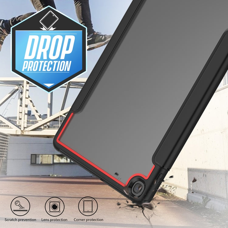 For Samsung Galaxy Tab A 10.1 (2019) T510/T515 Acrylic + TPU Horizontal Flip Smart Leather Case with Three-folding Holder & Pen Slot & Wake-up / Sleep Function