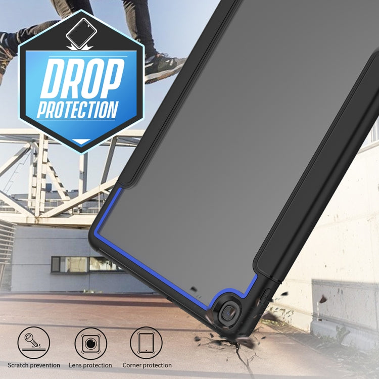 For Samsung Galaxy Tab A 10.1 (2019) T510/T515 Acrylic + TPU Horizontal Flip Smart Leather Case with Three-folding Holder & Pen Slot & Wake-up / Sleep Function