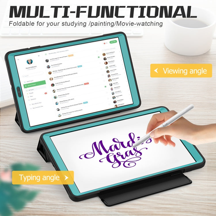 For Samsung Galaxy Tab A 10.1 (2019) T510/T515 Acrylic + TPU Horizontal Flip Smart Leather Case with Three-folding Holder & Pen Slot & Wake-up / Sleep Function