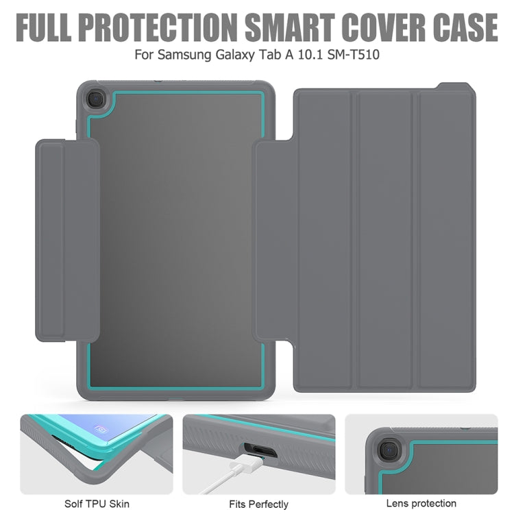 For Samsung Galaxy Tab A 10.1 (2019) T510/T515 Acrylic + TPU Horizontal Flip Smart Leather Case with Three-folding Holder & Pen Slot & Wake-up / Sleep Function