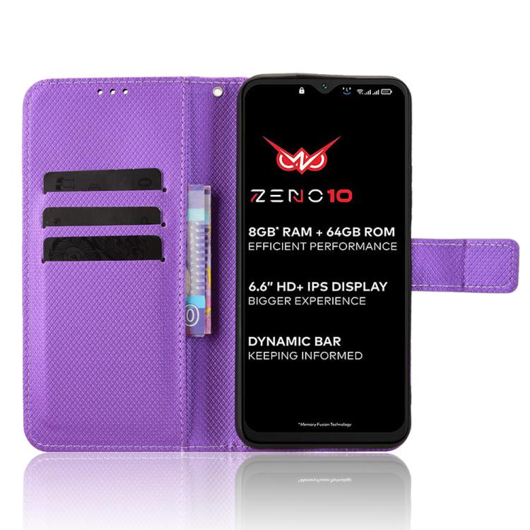 For itel Zeno 10 Diamond Texture Leather Phone Case