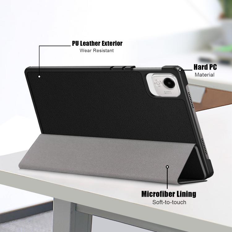 For Honor Pad X9a / X9 Pro Custer Pure Color 3-Fold Leather Tablet Case