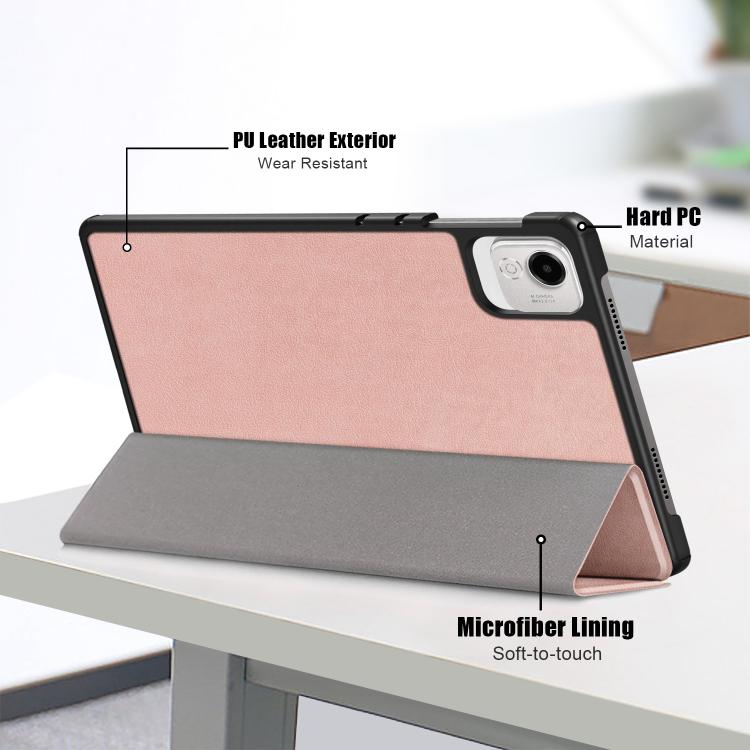 For Honor Pad X9a / X9 Pro Custer Pure Color 3-Fold Leather Tablet Case