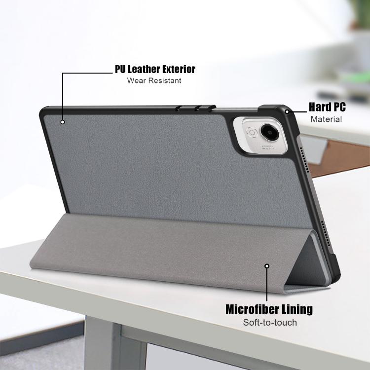 For Honor Pad X9a / X9 Pro Custer Pure Color 3-Fold Leather Tablet Case