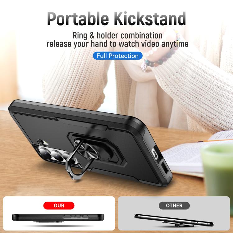 For Samsung Galaxy S26+ 5G Pioneer Armor Heavy Duty PC Hybrid TPU Phone Case with Holder