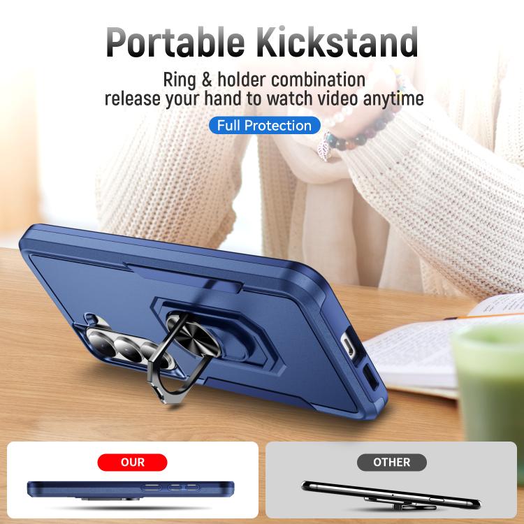 For Samsung Galaxy S26+ 5G Pioneer Armor Heavy Duty PC Hybrid TPU Phone Case with Holder