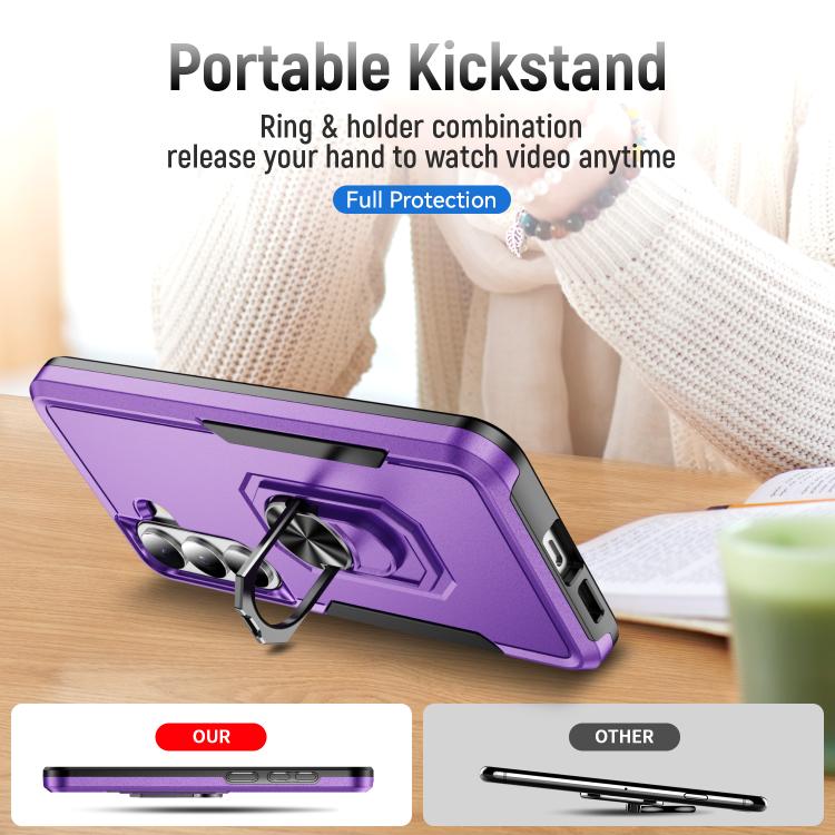 For Samsung Galaxy S26+ 5G Pioneer Armor Heavy Duty PC Hybrid TPU Phone Case with Holder