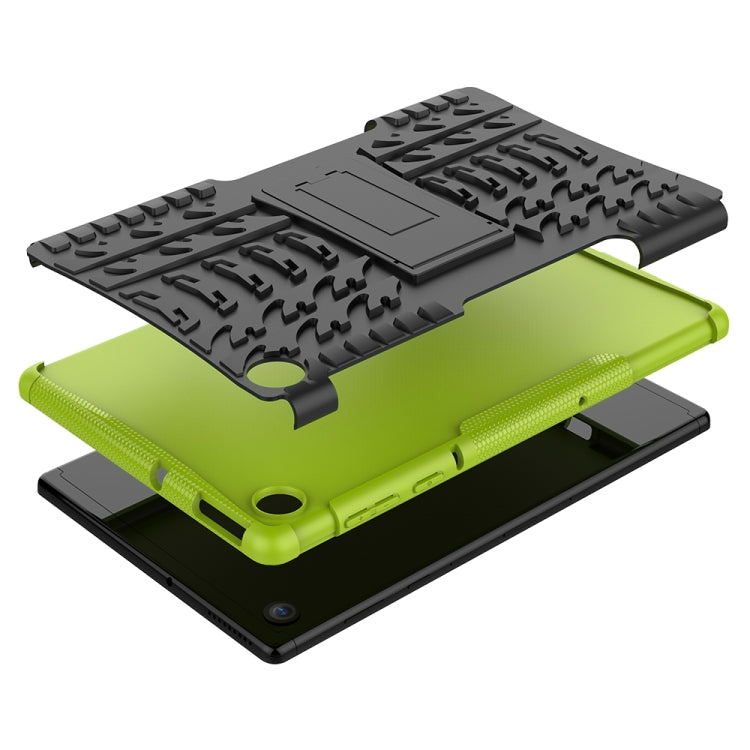 For Lenovo Tab M10 Plus TB-X606F Tire Texture Shockproof TPU+PC Protective Case with Holder