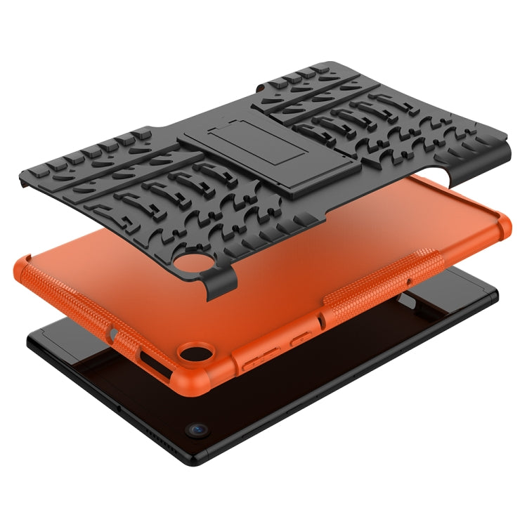 For Lenovo Tab M10 Plus TB-X606F Tire Texture Shockproof TPU+PC Protective Case with Holder