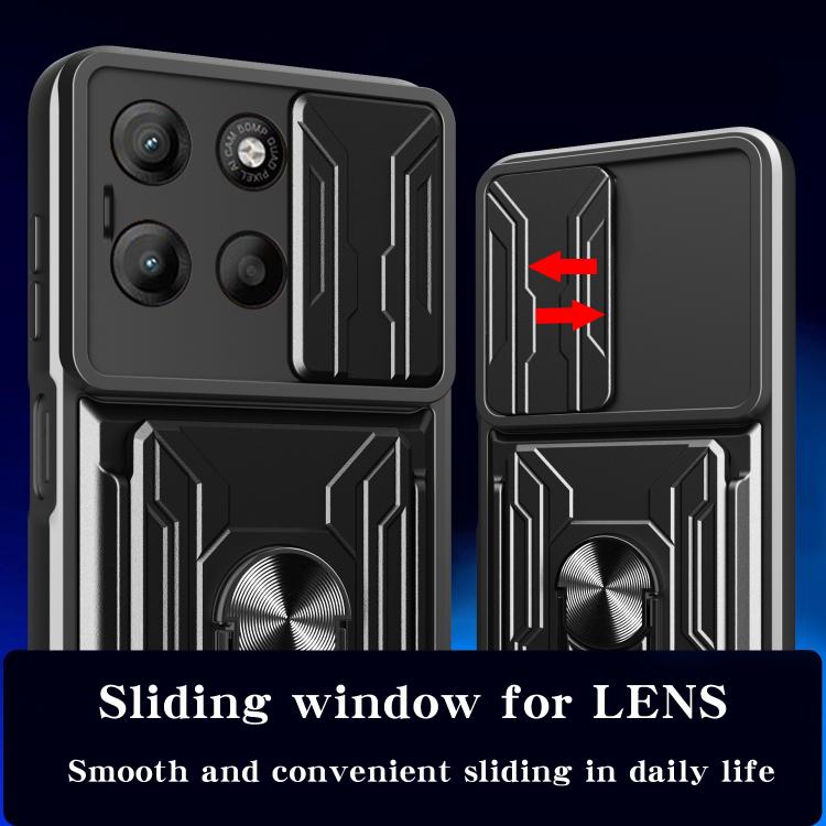 For Motorola Moto G15 Sliding Camshield TPU+PC Phone Case with Card Slot