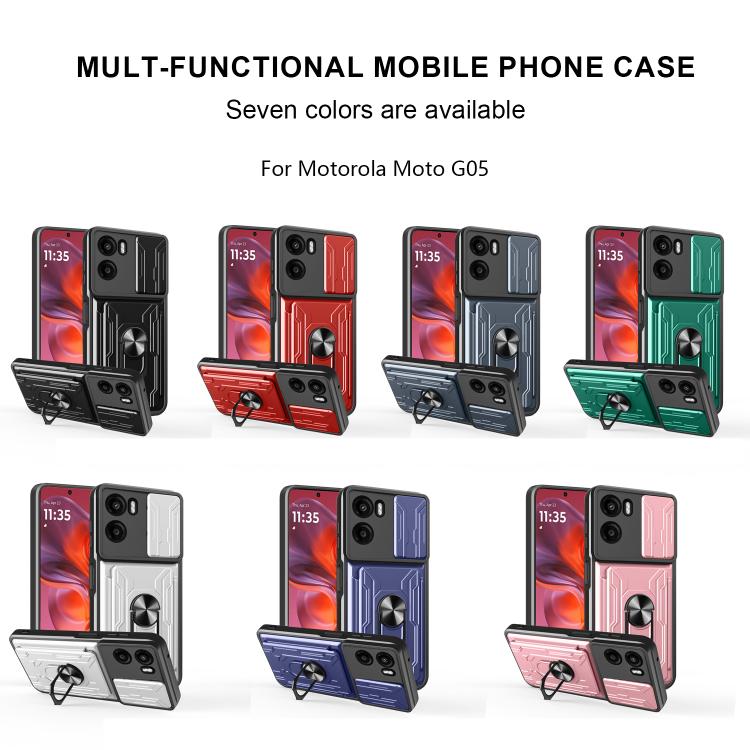 For Motorola Moto G05 Sliding Camshield TPU+PC Phone Case with Card Slot