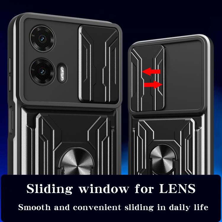 For Motorola Moto G35 Sliding Camshield TPU+PC Phone Case with Card Slot