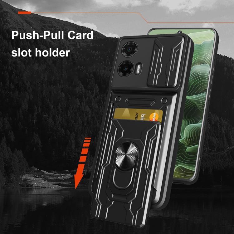 For Motorola Moto G35 Sliding Camshield TPU+PC Phone Case with Card Slot