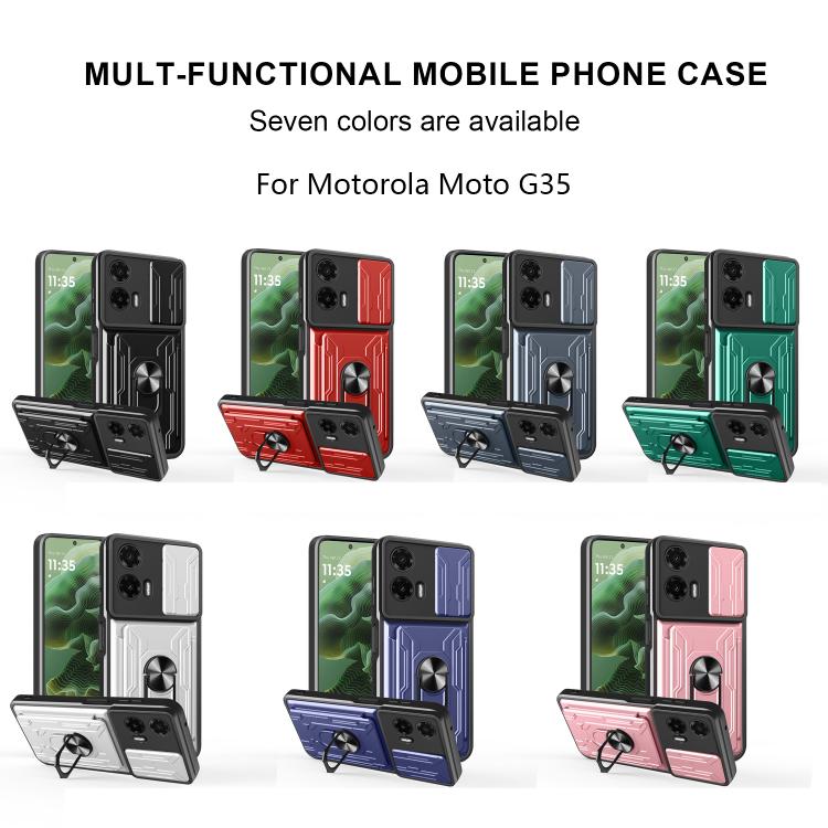 For Motorola Moto G35 Sliding Camshield TPU+PC Phone Case with Card Slot