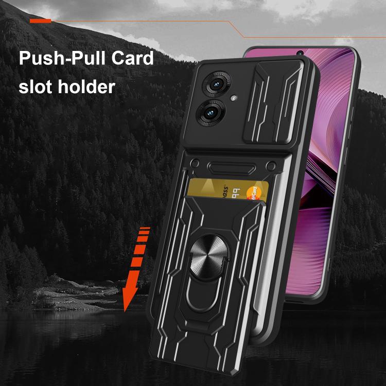 For Motorola Moto G55 Sliding Camshield TPU+PC Phone Case with Card Slot