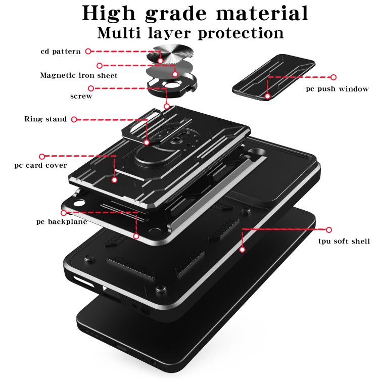 For Motorola Moto G55 Sliding Camshield TPU+PC Phone Case with Card Slot