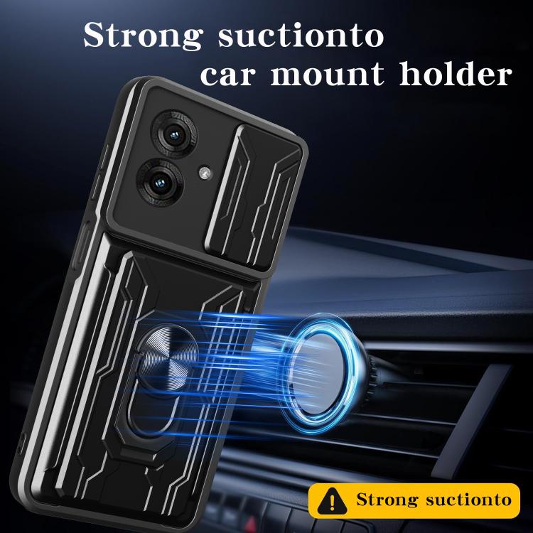 For Motorola Moto G55 Sliding Camshield TPU+PC Phone Case with Card Slot
