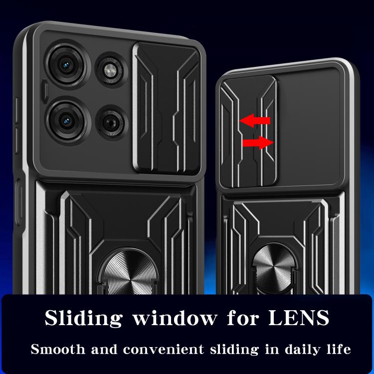 For Motorola Moto G75 Sliding Camshield TPU+PC Phone Case with Card Slot