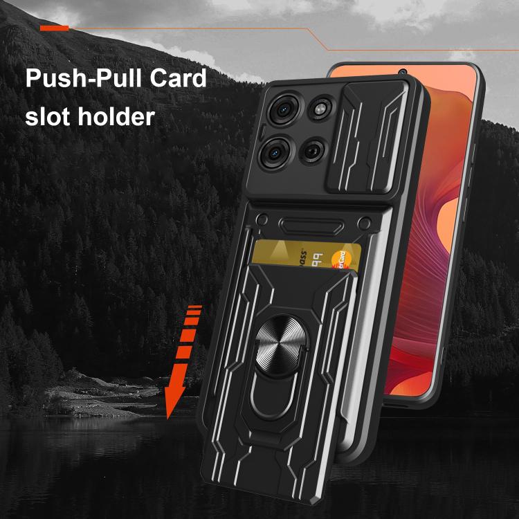 For Motorola Moto G75 Sliding Camshield TPU+PC Phone Case with Card Slot