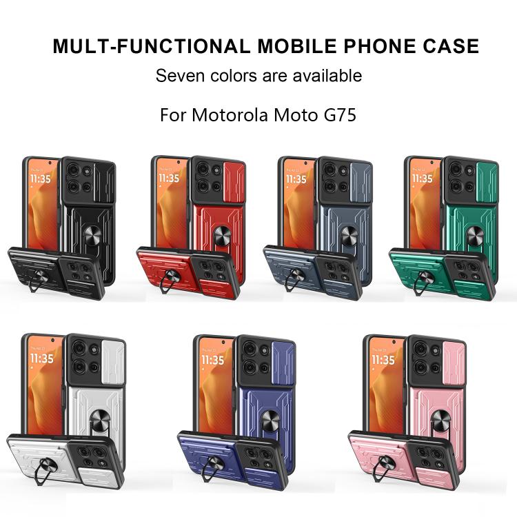For Motorola Moto G75 Sliding Camshield TPU+PC Phone Case with Card Slot