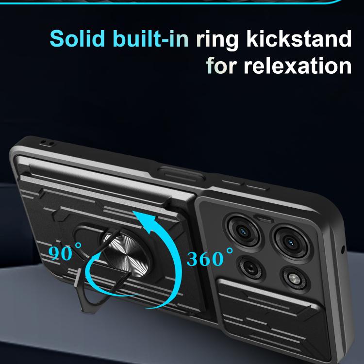 For Motorola Moto G75 Sliding Camshield TPU+PC Phone Case with Card Slot