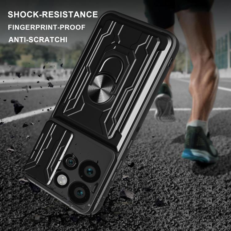 For Motorola Edge 50 Neo / Moto S50 Sliding Camshield TPU+PC Phone Case with Card Slot