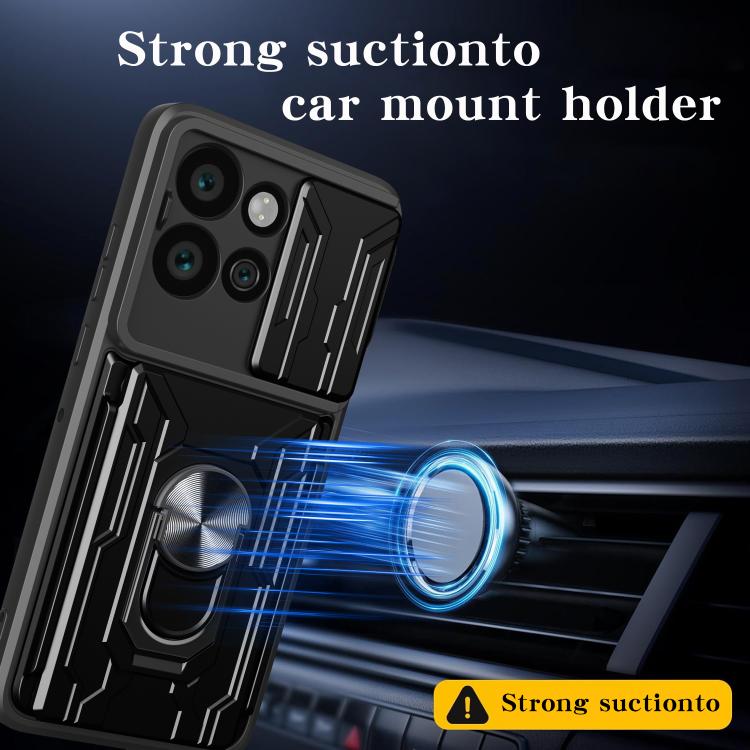For Motorola Edge 50 Neo / Moto S50 Sliding Camshield TPU+PC Phone Case with Card Slot