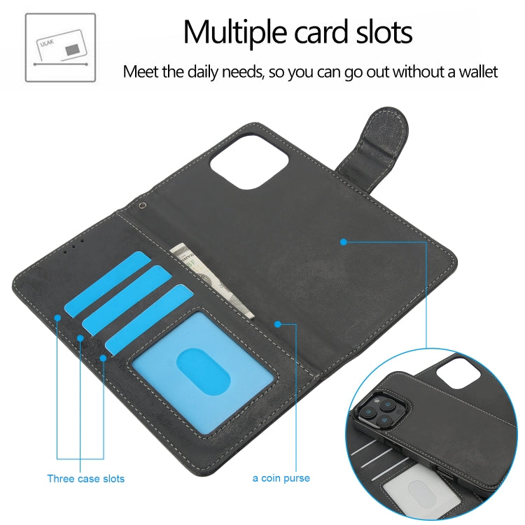 For iPhone 16 Pro 2 in 1 Detachable Phone Leather Case