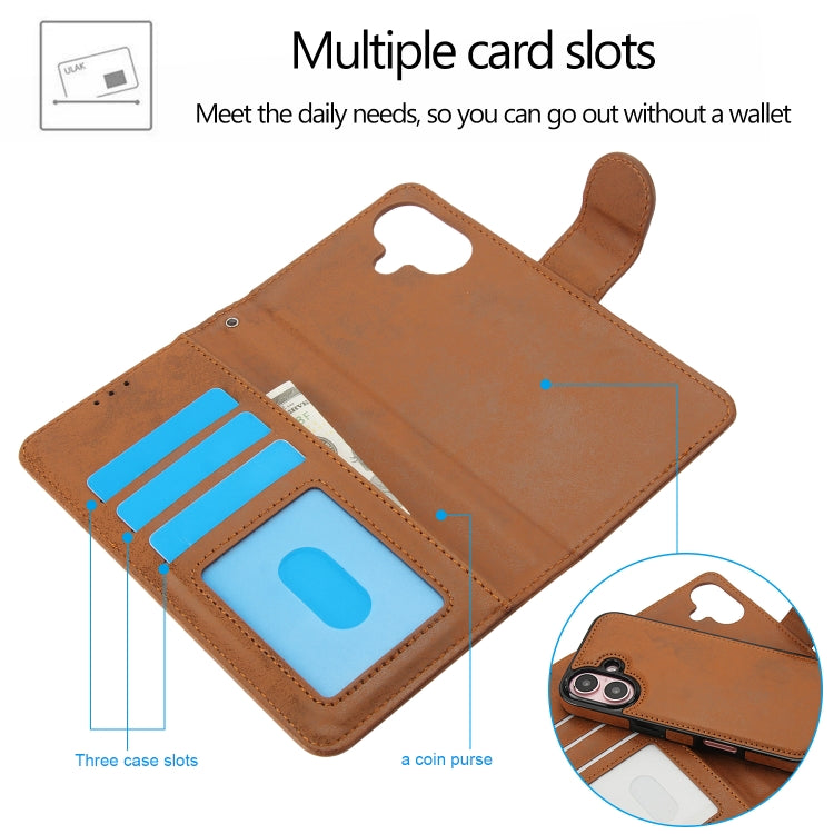 For iPhone 16 Plus 2 in 1 Detachable Phone Leather Case