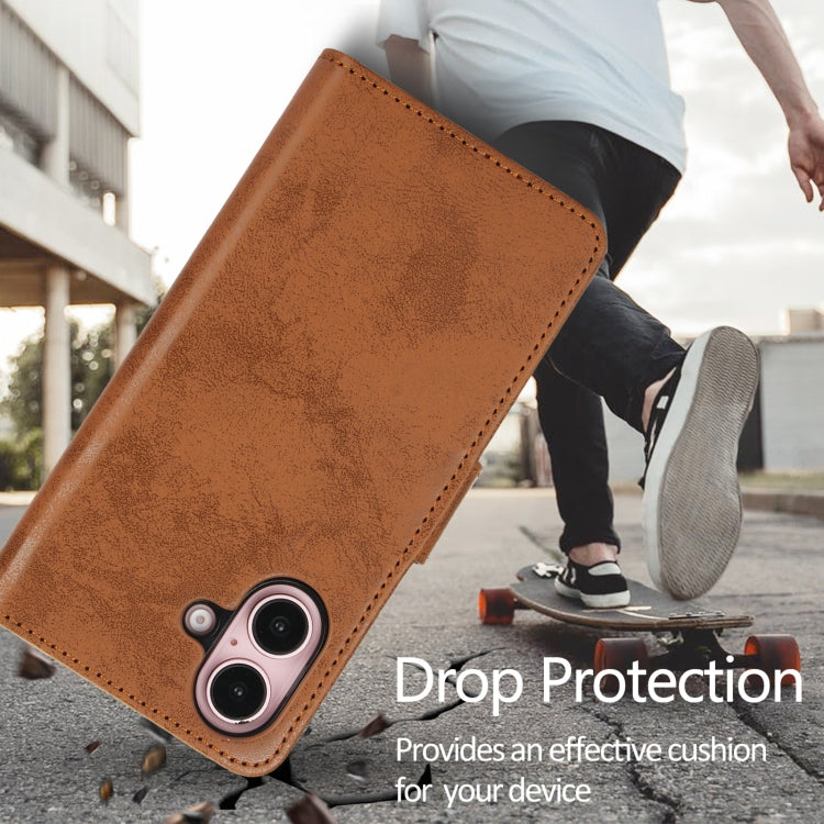 For iPhone 16 Plus 2 in 1 Detachable Phone Leather Case