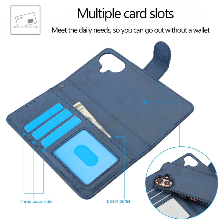 For iPhone 16 Plus 2 in 1 Detachable Phone Leather Case