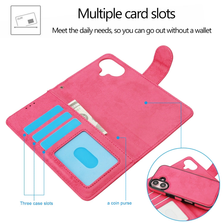 For iPhone 16 2 in 1 Detachable Phone Leather Case