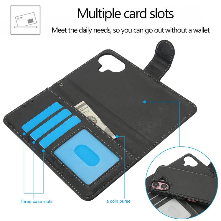 For iPhone 16 2 in 1 Detachable Phone Leather Case