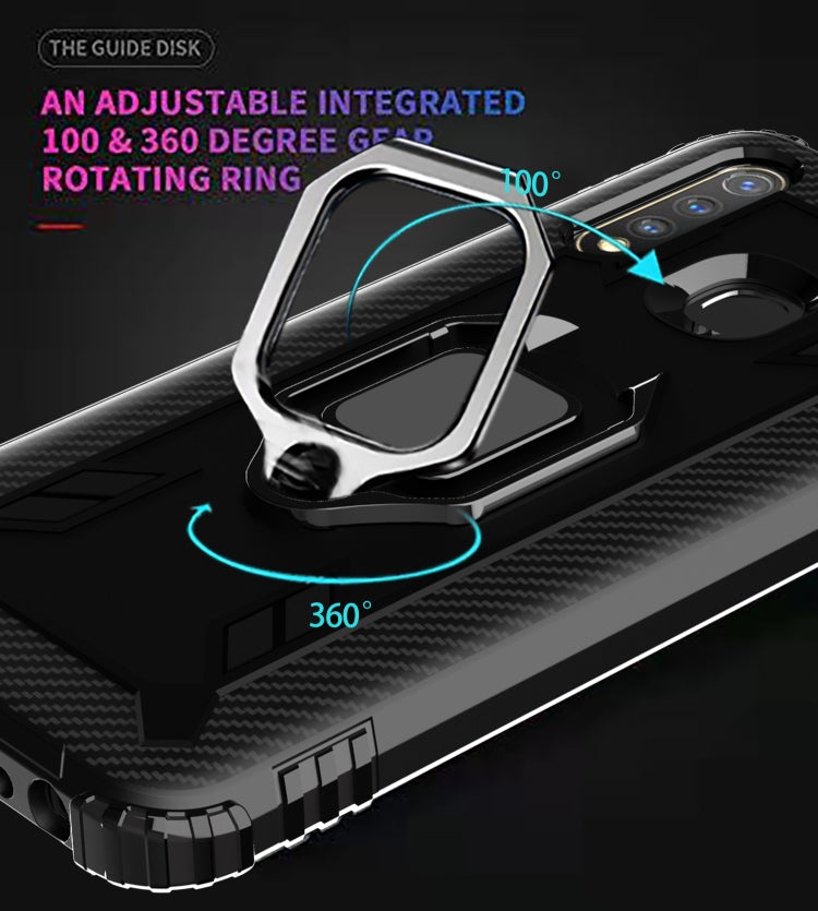 For OPPO A8 & A31 Carbon Fiber Protective Case with 360 Degree Rotating Ring Holder