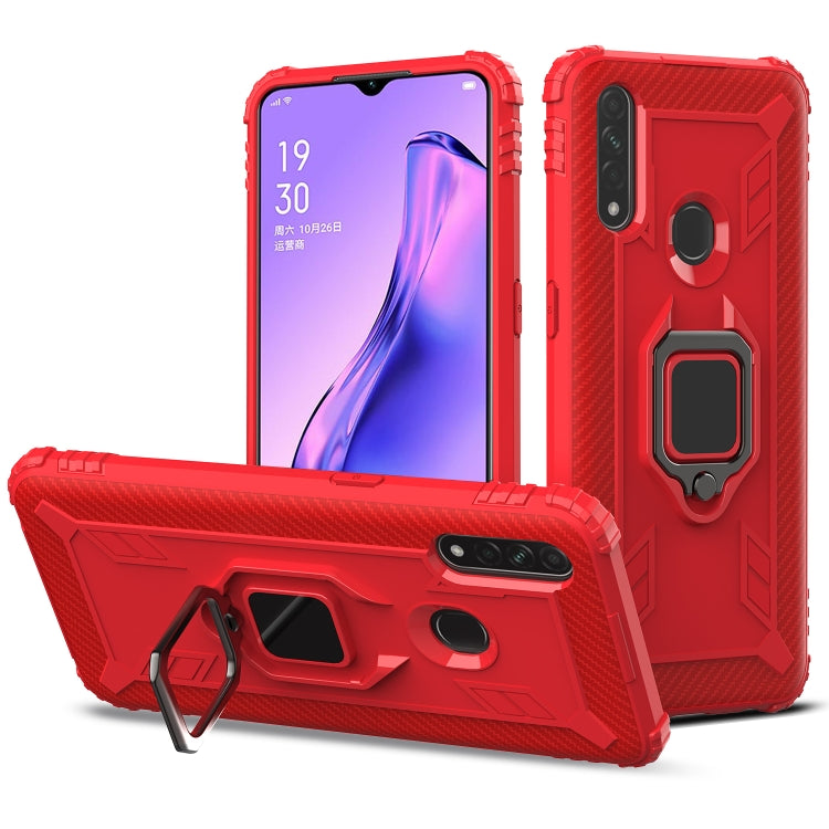 For OPPO A8 & A31 Carbon Fiber Protective Case with 360 Degree Rotating Ring Holder