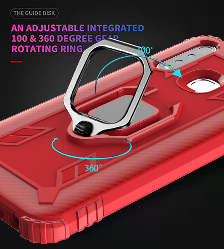 For OPPO A8 & A31 Carbon Fiber Protective Case with 360 Degree Rotating Ring Holder