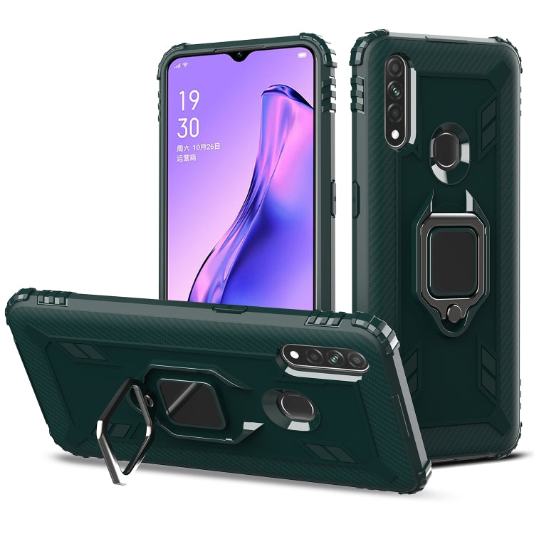 For OPPO A8 & A31 Carbon Fiber Protective Case with 360 Degree Rotating Ring Holder