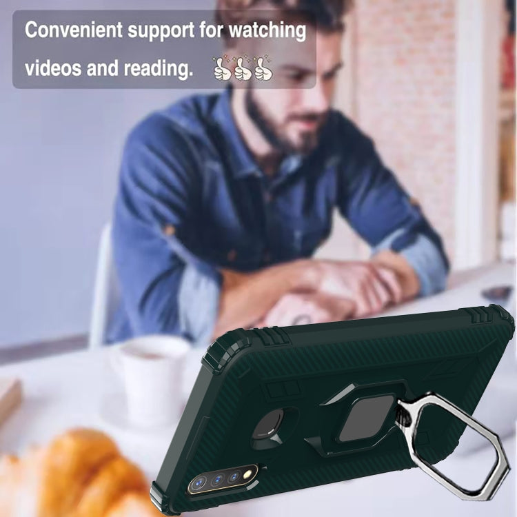 For OPPO A8 & A31 Carbon Fiber Protective Case with 360 Degree Rotating Ring Holder