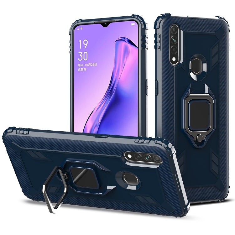 For OPPO A8 & A31 Carbon Fiber Protective Case with 360 Degree Rotating Ring Holder