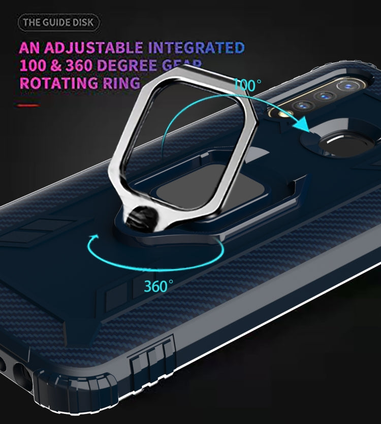 For OPPO A8 & A31 Carbon Fiber Protective Case with 360 Degree Rotating Ring Holder