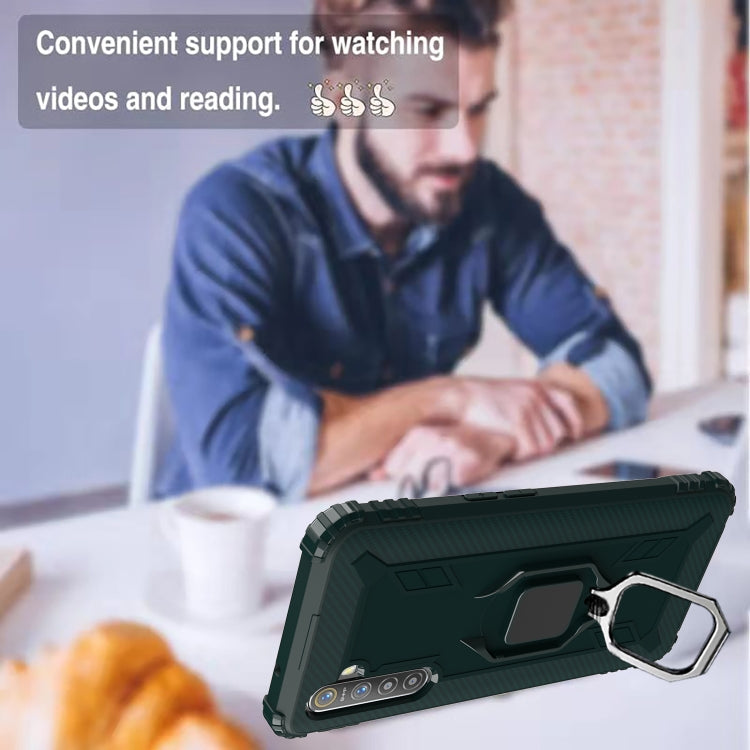 For OPPO A91 & F15 & Reno3 Carbon Fiber Protective Case with 360 Degree Rotating Ring Holder