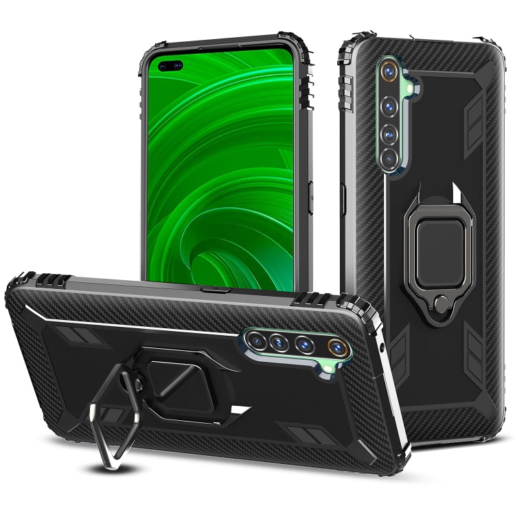 For OPPO Realme X50 Pro Carbon Fiber Protective Case with 360 Degree Rotating Ring Holder