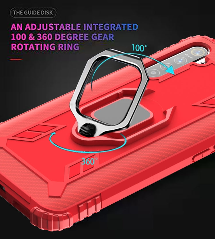 For OPPO Realme X50 Pro Carbon Fiber Protective Case with 360 Degree Rotating Ring Holder