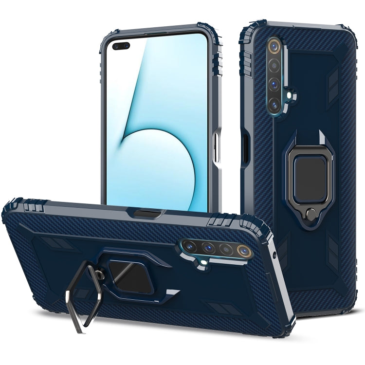 For OPPO Realme X50 & Realme X3 Carbon Fiber Protective Case with 360 Degree Rotating Ring Holder