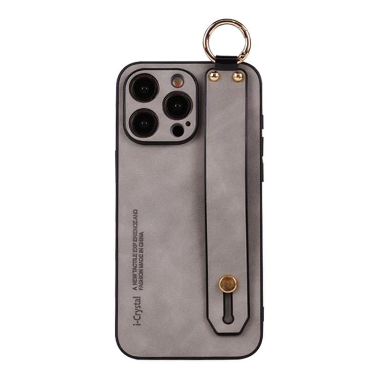 For iPhone 16 Pro Max Lambskin Wristband Holder Phone Case